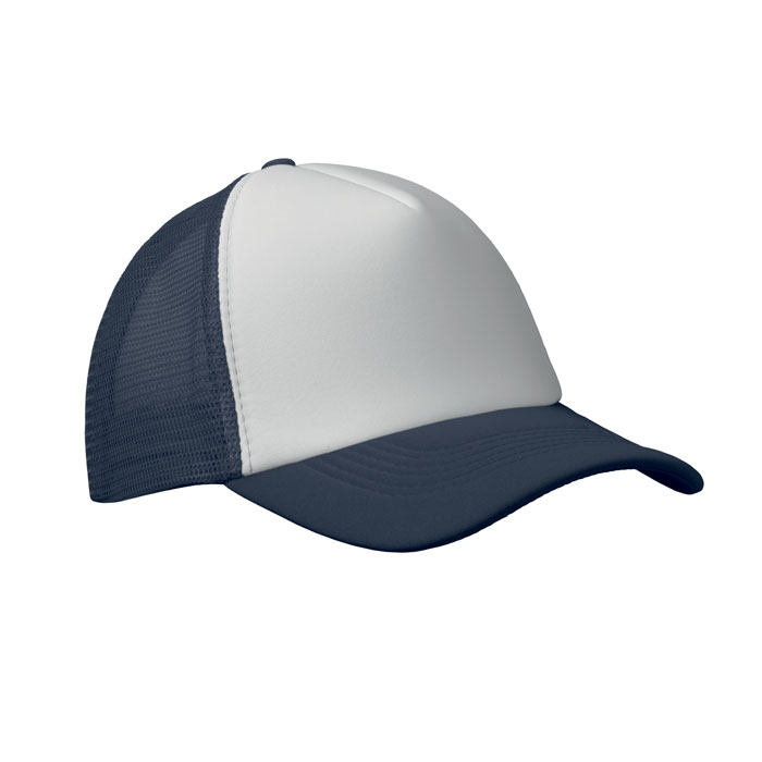 Casquette personnalisable 5 pans Bubble Blanc / bleu foncé